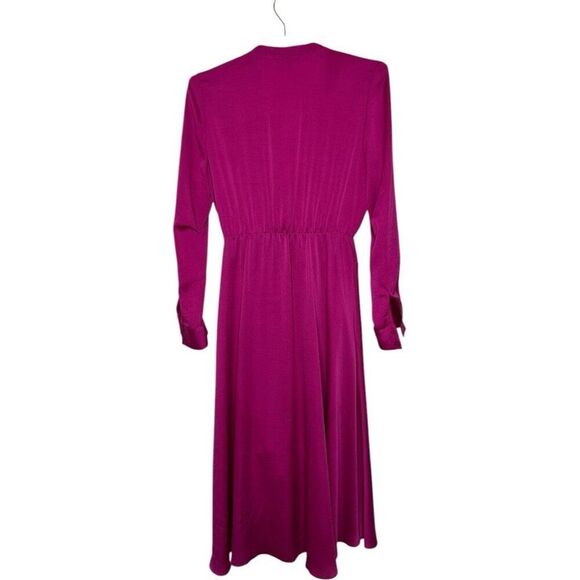 Maje Magenta Rushia Satin Crepe Asymmetrical Midi Dress Size 3 Pink Barbie Bratz - Picture 5 of 11